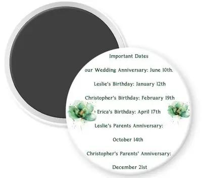 "IMPORTANT DATES PERSONALIZED"