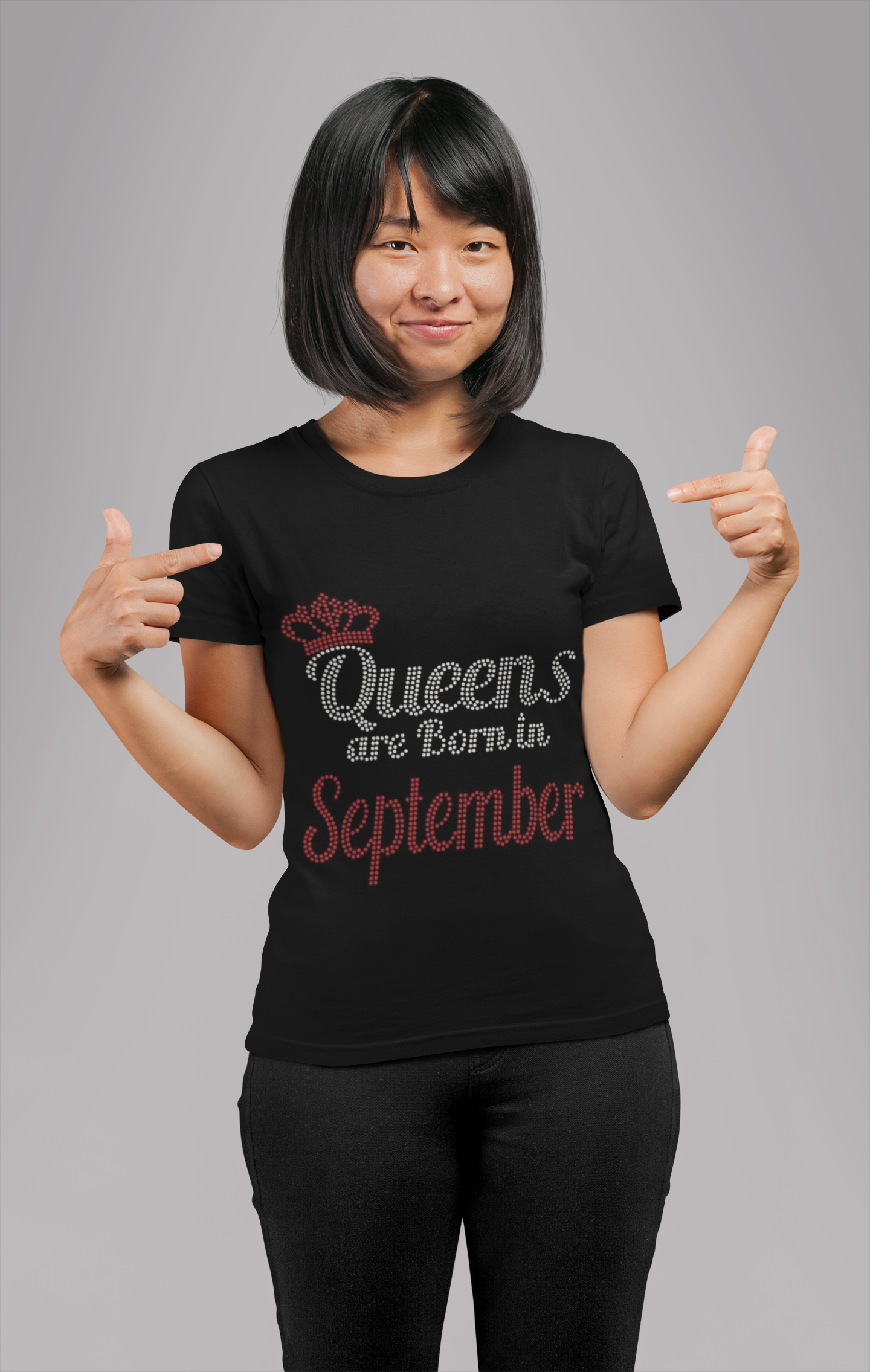 “QUEENS ARE BORN IN SEPTEMBER WOMEN'S T-SHIRT” packaged as a perfect birthday gift for September queens.